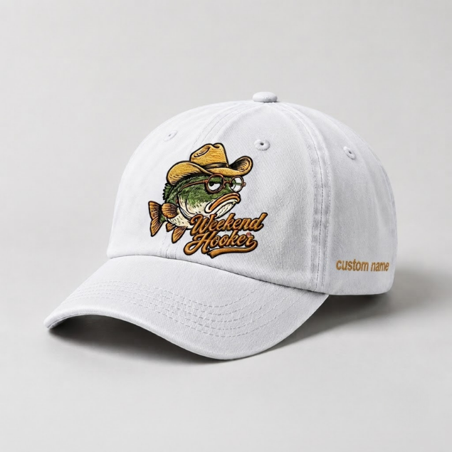 Weekend Hooker Custom Name Largemouth Bass Embroidered Hat For Angler