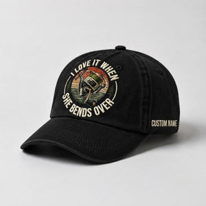 I Love It When She Bends Over Custom Name Embroidered Dad Hat – Vintage Fishing Style Adjustable Baseball Cap - 2
