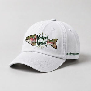 Weekend Hooker Custom Name Rainbow Trout Embroidered Hat Fishing - 4
