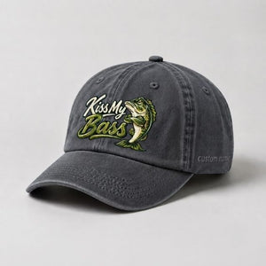 Kiss My Bass Hat Custom Name Embroidered Largemouth Bass Fishing - 1