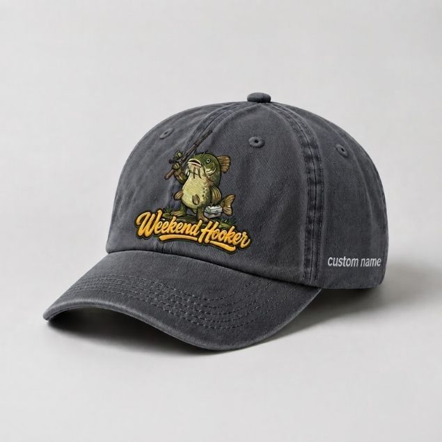 Weekend Hooker Catfish Fishing Custom Name Embroidered Hat For Angler