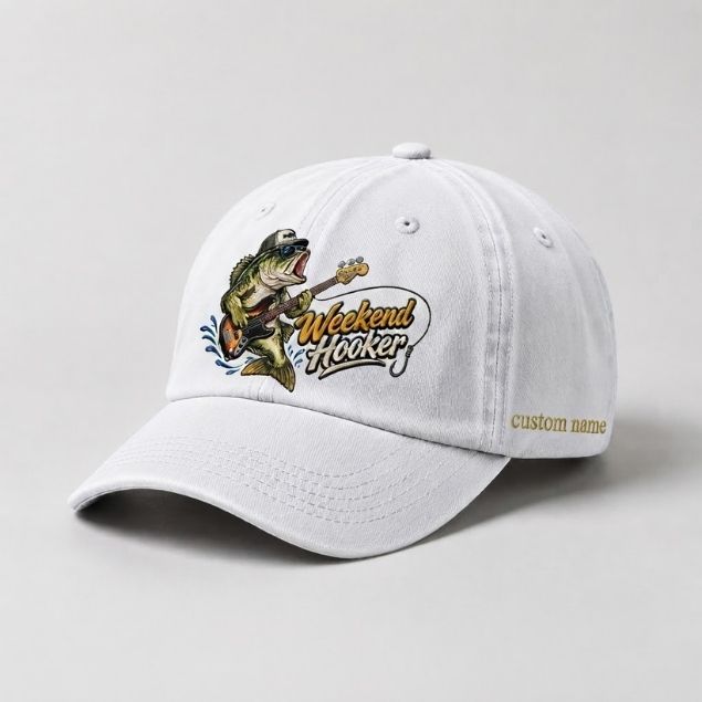 Weekend Hooker Hat Custom Name Largemouth Bass Embroidered Cap