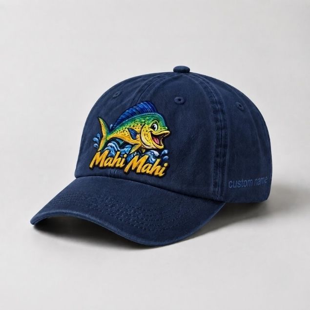 Mahi Mahi Custom Name Embroidered Fishing Hat, Offshore Angler Hat