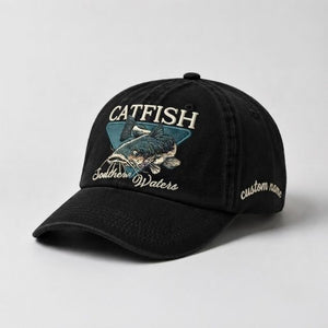 Catfish Hat Souther Waters Custom Name Embroidered, Personalized Fishing Dad Hat, River Angler Baseball Cap, Fisherman Gift - 2