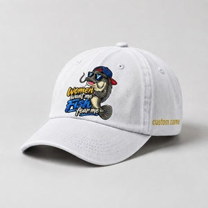 Women Want Me Fish Fear Me Custom Name Embroidered Fishing Hat, Funny Catfish Fisherman Gift - 4