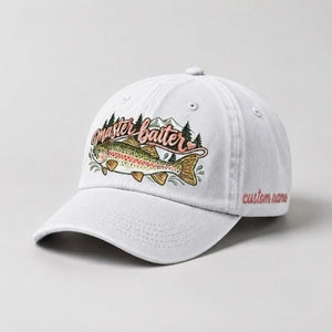 Master Baiter Trout Custom Name Embroidered Hat for Women, Cute Rainbow Trout Fish Embroidery Cap - 4