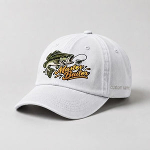 Master Baiter Largemouth Bass Custom Name Embroidered Hat, Funny Fisherman Gift - 4