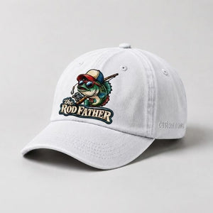 The Rod Father Bass Fishing, Custom Name Embroidered Hat, Funny Largemouth Bass Fisherman Hat, Fishing Gift - 4