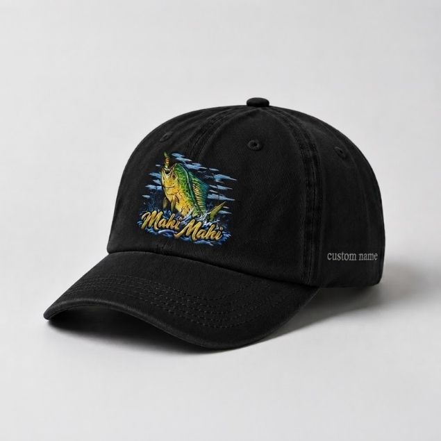 Mahi Mahi Custom Name Embroidered Fishing Hat, Offshore Angler Hat