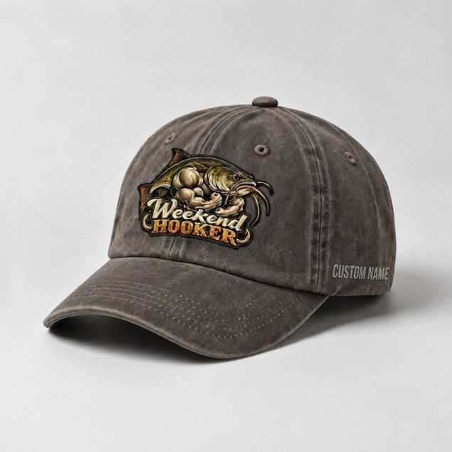 Weekend Hooker Custom Name Catfish Embroidered Hat Fisherman Gift