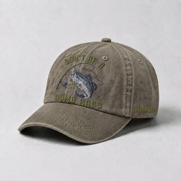 Dont Be A Dumb Bass Hat Custom Name Embroidered Personalized Bass Fishing Dad Hat