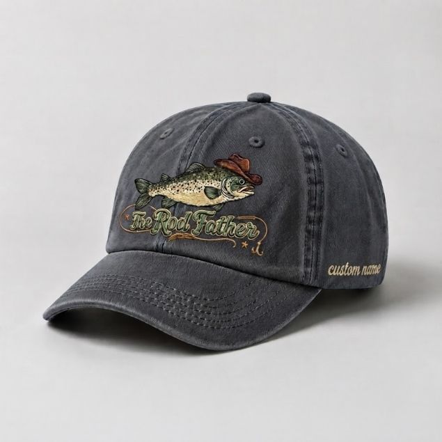 The Rod Father Hat Custom Name Trout Embroidered Hat, Trout Angler Hat Gift