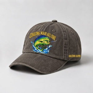Chasing Mahi All Day Custom Name Embroidered Fishing Hat For Offshore Angler - 5