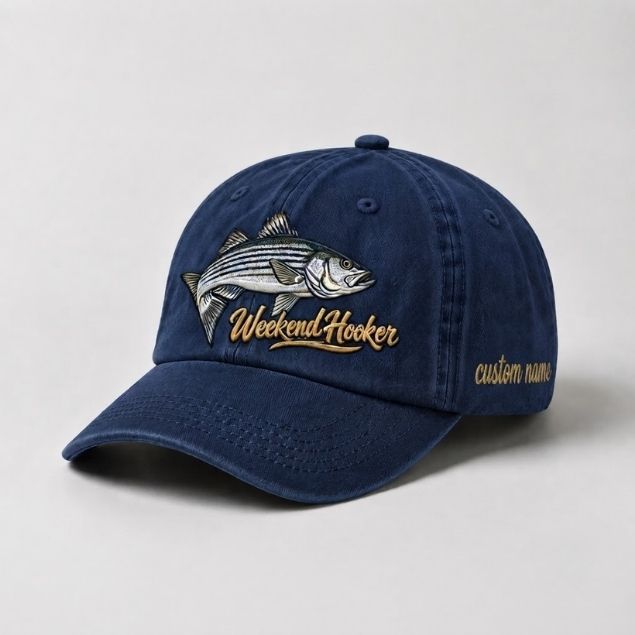 Weekend Hooker Hat Custom Name Striped Bass Fishing Embroidered Hat