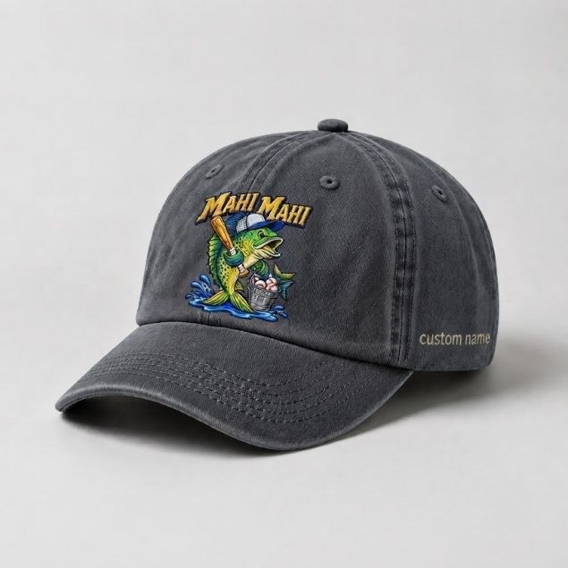 Mahi Mahi Baseball Custom Name Embroidered Fishing Hat, Funny Angler Hat