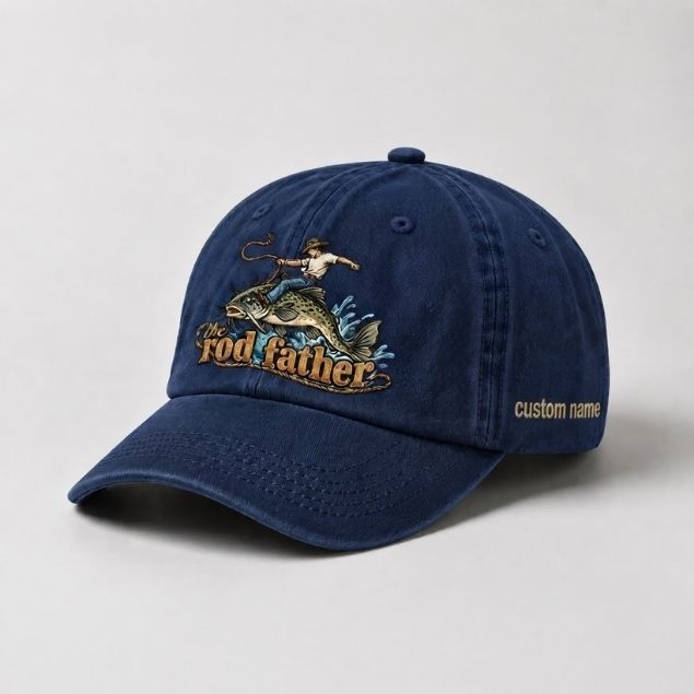 The Rod Father Bass Fishing, Custom Name Embroidered Hat, Funny Fisherman Hat