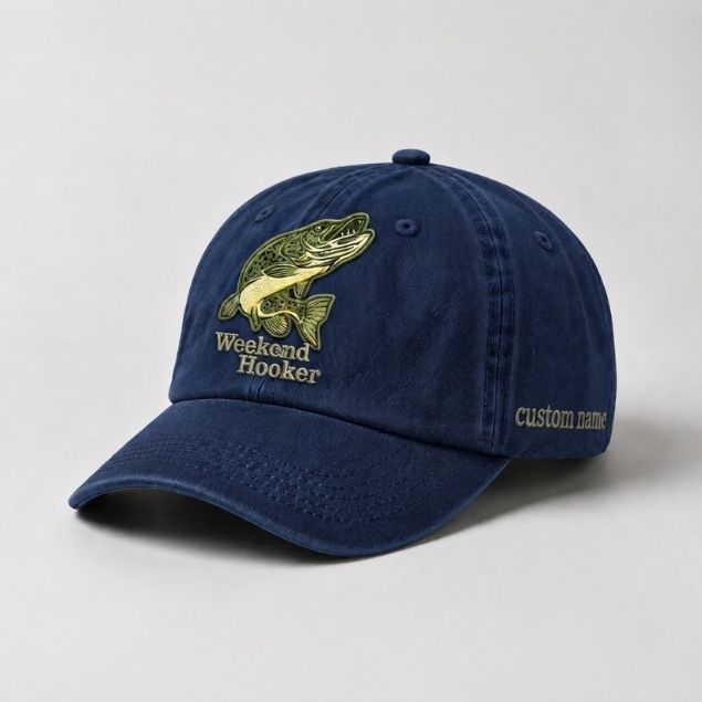 Weekend Hooker Hat Custom Name Pike Fishing Cap Embroidered