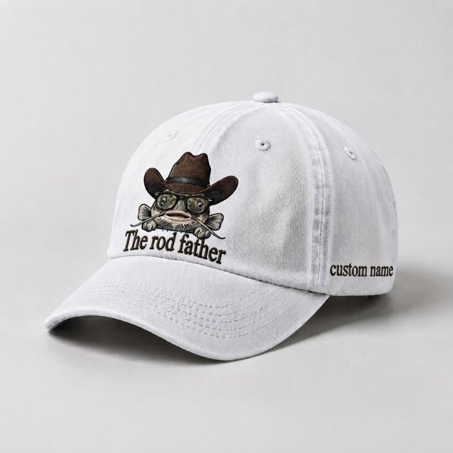 The Rod Father Hat Catfish Fishing Custom Name Embroidered Cap