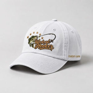 Weekend Hooker Custom Name Largemouth Bass Embroidered Hat, Funny Bass Fishing Cap - 4