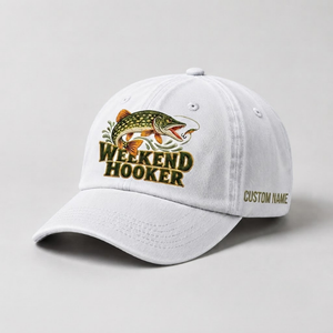 Weekend Hooker Custom Name Pike Embroidered Hat, Funny Pike Fisherman Gift - 4