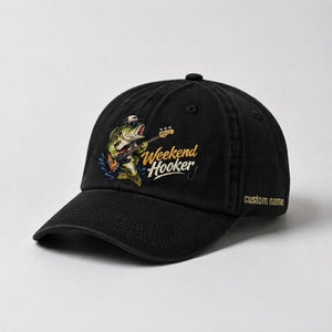 Weekend Hooker Hat Custom Name Largemouth Bass Embroidered Cap - 2