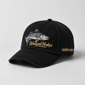 Weekend Hooker Hat Custom Name Striped Bass Fishing Embroidered Hat - 2