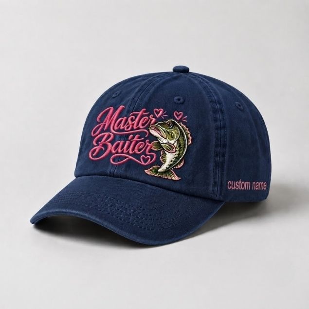 Master Baiter Hat Custom Name Largemouth Bass Embroidered Hat For Women