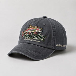 The Rod Father Custom Name Trout Fishing Embroidered Hat, Angler Lifestyle Cap - 1