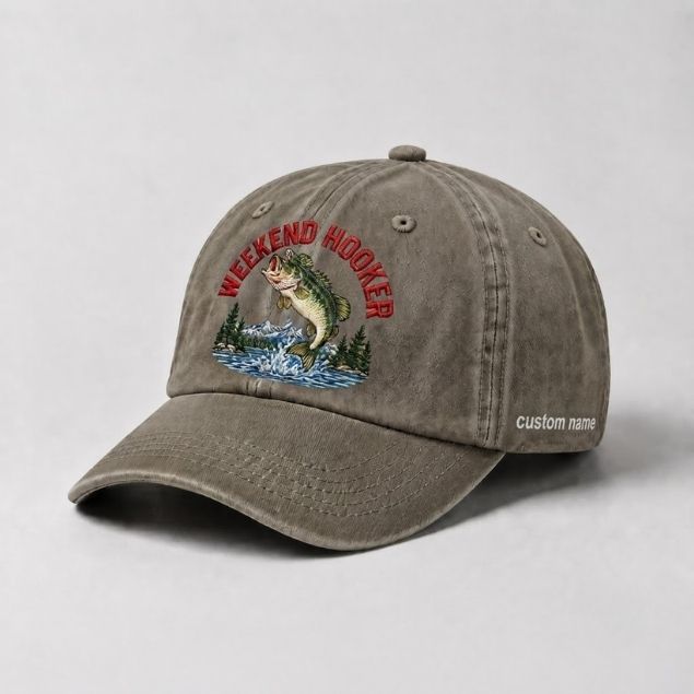 Weekend Hooker Hat Custom Name Largemouth Bass Fishing Embroidered