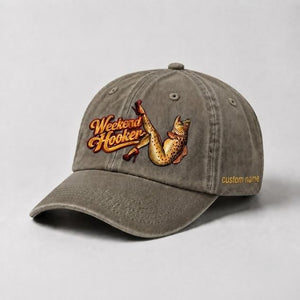 Weekend Hooker Custom Name Brown Trout Hat, Funny Fishing Embroidered Cap - 6
