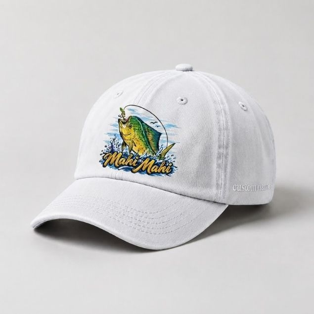 Mahi Mahi Custom Name Embroidered Fishing Hat, Offshore Angler Hat