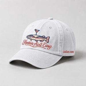 Hookin Aint Easy Custom Name Embroidered Fishing Trout Hat For Woman - 4