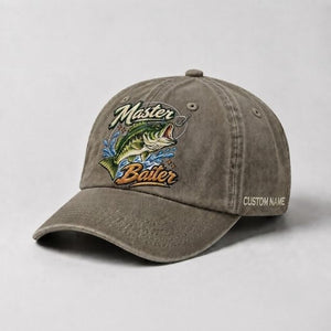 Master Baiter Bass Fishing Hat, Largemouth Bass Embroidered Cap with Custom Name - 6