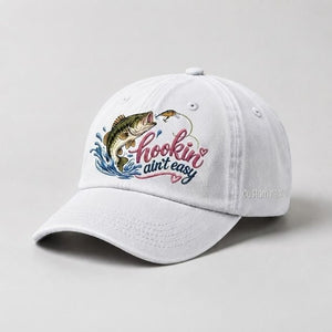 Hookin Ain't Easy Custom Name Largemouth Bass Fishing Embroidered Hat for Women - 4