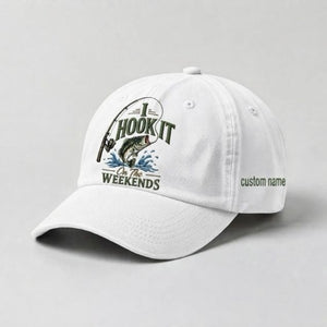 Personalized Bass Fishing Hat I Hook It On The Weekends Embroidered Fishing Custom Name Cap - 4