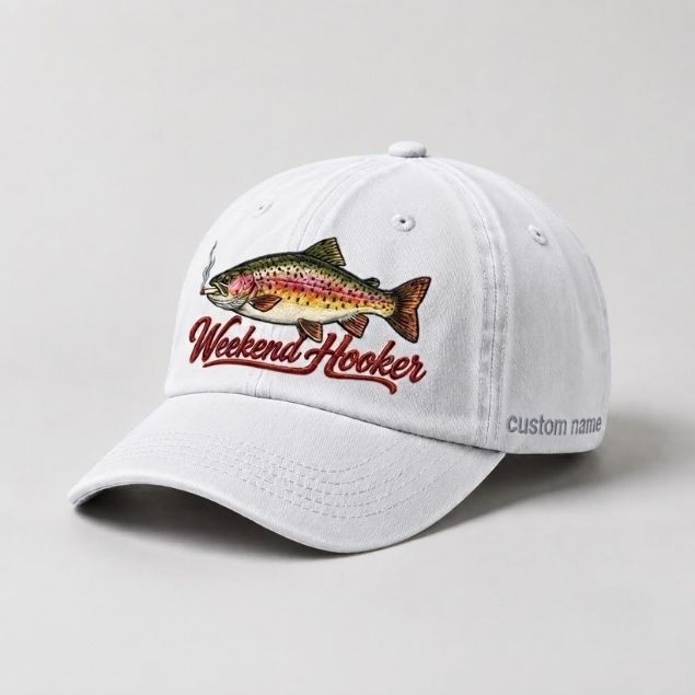 Weekend Hooker Hat Custom Name Rainbow Trout Embroidered Fishing