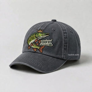 Weekend Hooker Hat Pike Fishing Cap Custom Name Embroidered, Northern Pike Angler Gift - 1