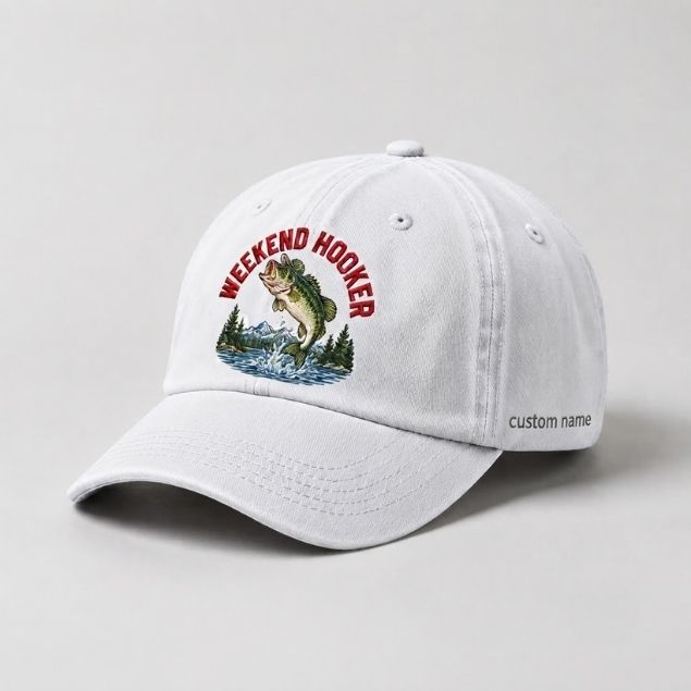 Weekend Hooker Hat Custom Name Largemouth Bass Fishing Embroidered