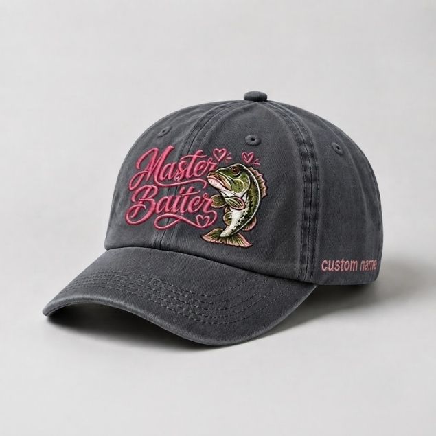 Master Baiter Hat Custom Name Largemouth Bass Embroidered Hat For Women