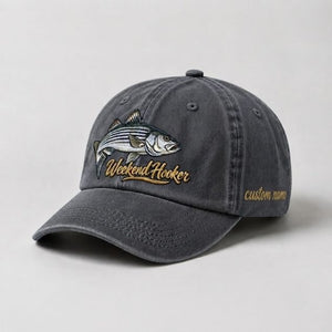 Weekend Hooker Hat Custom Name Striped Bass Fishing Embroidered Hat - 1