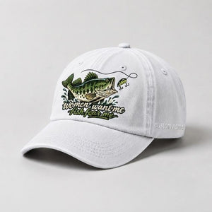 Women Want Me Fish Fear Me Largemouth Bass Custom Name Embroidered Fishing Hat, Bass Fishing Lover Gift - 4