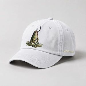 Kiss My Bass Custom Name Embroidered Hat, Hooked Largemouth Bass Fishing Cap - 4