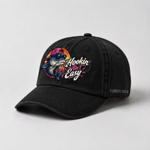 Hookin Ain'T Easy Catfish Fishing Hat Custom Name Embroidered Hat, Funny Angler Gift - 2