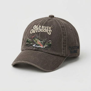 Old River Outdoors Embroidered Fishing Hat, Trout Fly Fishing Dad Hat, Custom Outdoor Adventure Baseball Cap, Nature River Angler Gift - 5