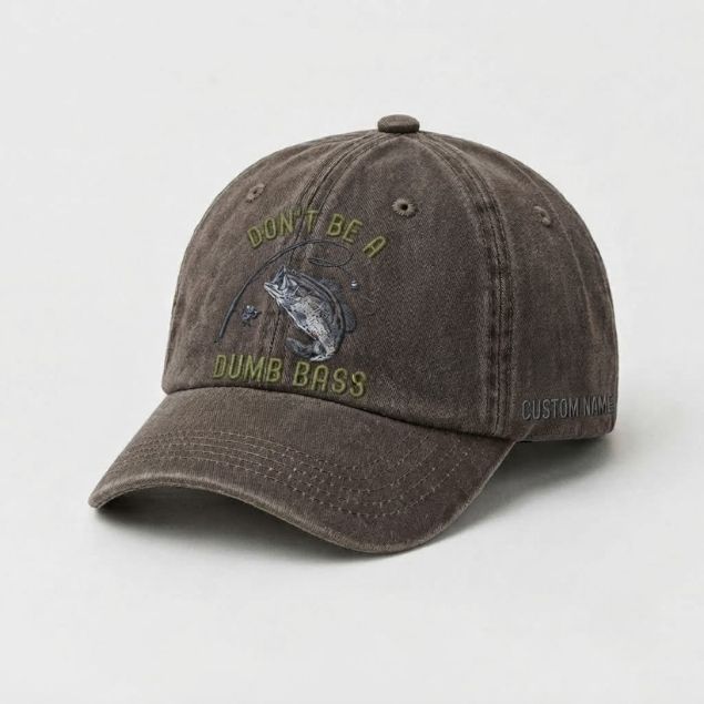 Dont Be A Dumb Bass Hat Custom Name Embroidered Personalized Bass Fishing Dad Hat