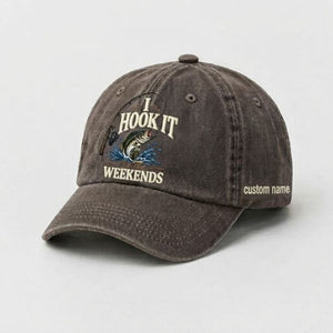 Personalized Bass Fishing Hat I Hook It On The Weekends Embroidered Fishing Custom Name Cap - 5