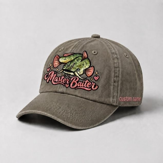 Master Baiter Hat Catfish Fishing Custom Name Embroidered For Women