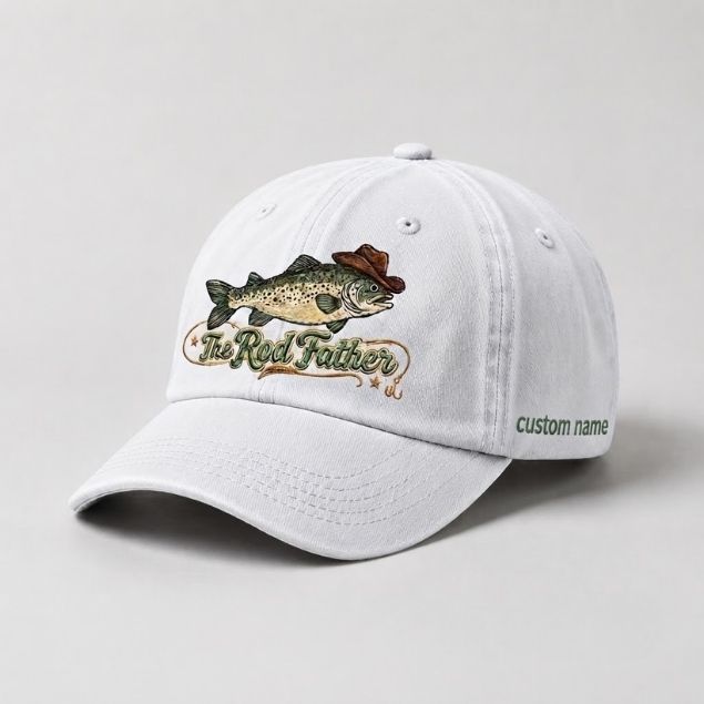 The Rod Father Hat Custom Name Trout Embroidered Hat, Trout Angler Hat Gift