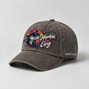 Hookin Ain'T Easy Catfish Fishing Hat Custom Name Embroidered Hat, Funny Angler Gift - 5