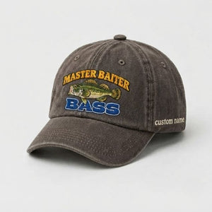 Master Baiter Bass Fishing Hat, Largemouth Bass Embroidered Cap with Custom Name - 5